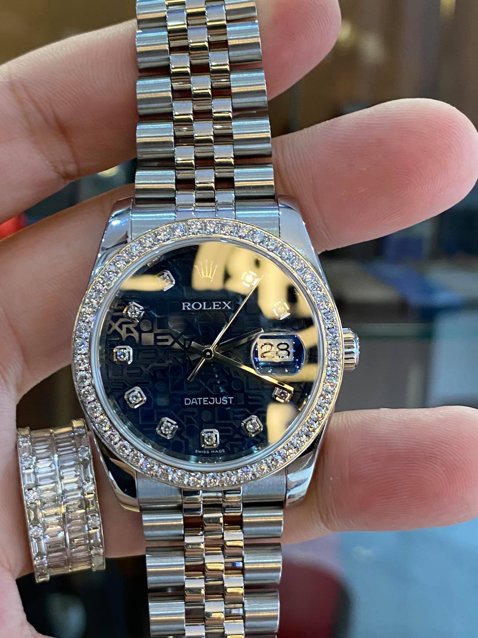 ĐỒNG HỒ ROLEX DATE JUST 36MM 116234 VI TÍNH XANH VÀNH KIM CƯƠNG