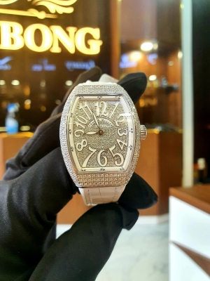 Đồng hồ Nữ All-White Franck Muller Vanguard V32 Full Kim Cương Chính Hãng